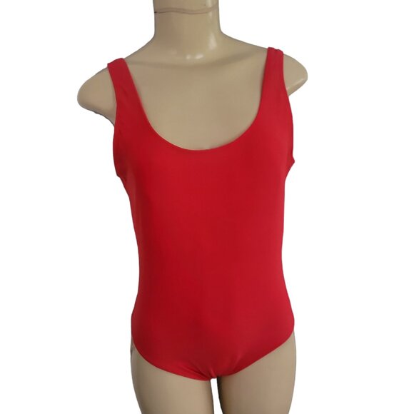 No Boundaries Juniors' Solid One-Piece Swimsuit Baywatch Red - Picture 4 of 15
